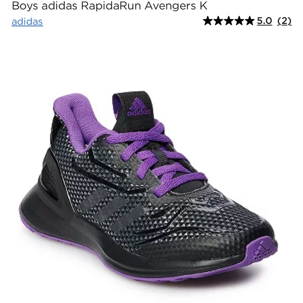 Adidas, Size 12K, Black and Purple, Black Panther, Marvel, Shoes